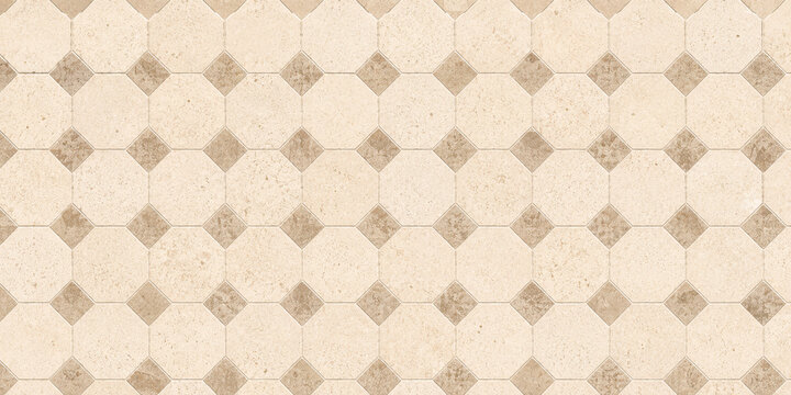 Cream diamond inlay tiles elegant geometric mosaic pattern