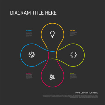 A modern infographic template featuring a colorful infinity loop with four steps for your business infographic. This loop design helps present process data in a clear business layout.