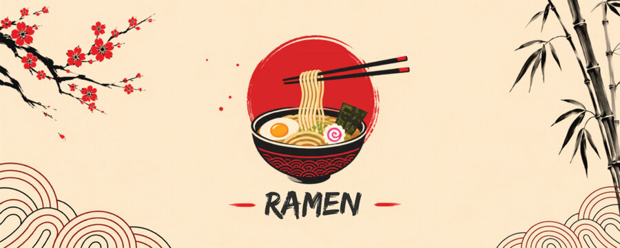 Minimal Ramen Bowl with Flowing Organic Line Pattern