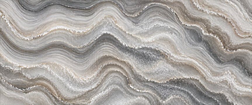 Silver agate wave texture layered gray mineral surface