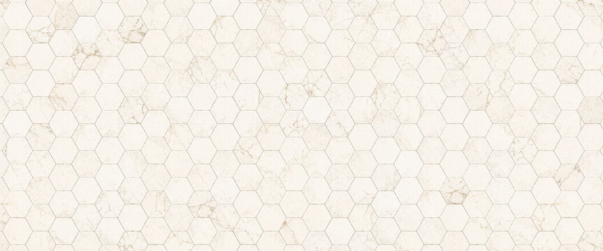 White marble hexagon mosaic elegant geometric tile texture