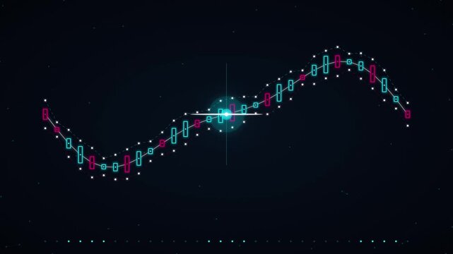 Abstract Financial Stock Market Trading Chart with Glowing Data Points