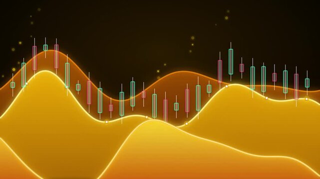 Abstract Financial Stock Market Chart Background with Glowing Candlestick Graphs