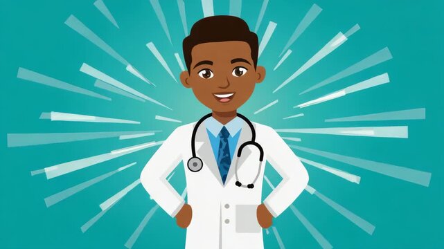 Friendly Doctor Character Presenting Healthcare Knowledge and Medical Expertise