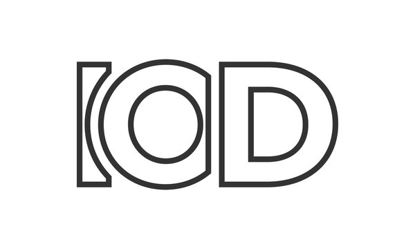 IOD logo design template with strong and modern bold text. Initial based vector logotype featuring simple and minimal typography. Trendy company identity.
