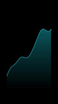 Single smooth ascending wave with organic dips, neon glowing line, gradient area fill, and glowing tracer bead writing from left to right.