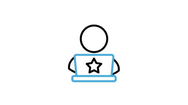 Animated people working project on event planning using laptop icon. Business people at work, office workers, employees, freelance, professional digital technology animation video. Motion graphics