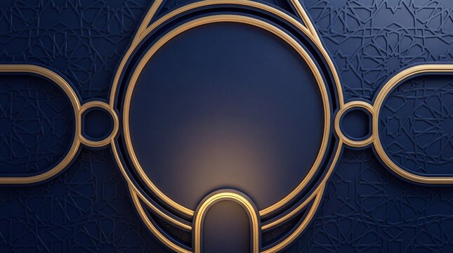 Islamic Background Frame Blue Gold Circle Geometric Pattern