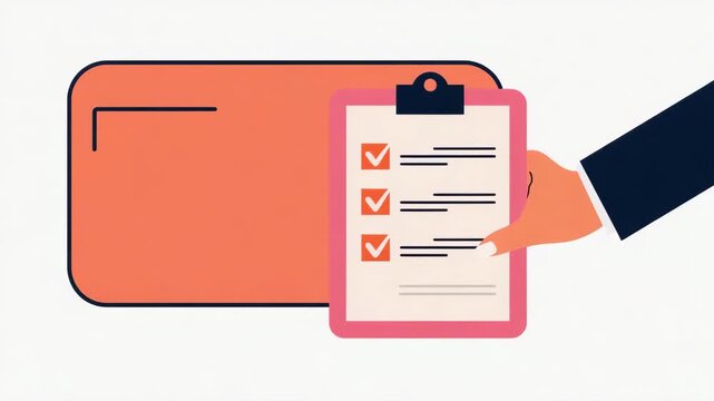 Clipboard Checklist with Hand Marking Tasks for Project Management, Inspection, Evaluation and Business Planning