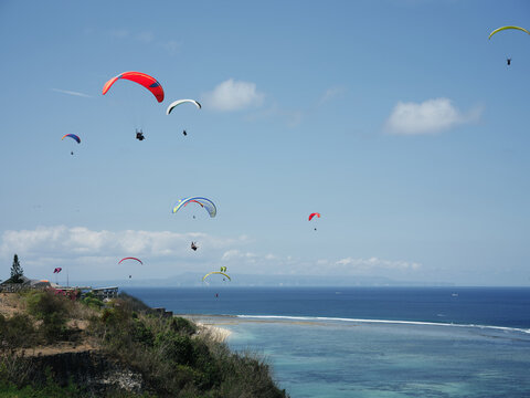 paragliding in the sky