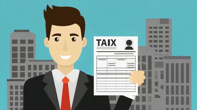 Businessman Holding Tax Document for Taxation Accounting and Financial Compliance Concept