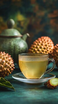 Exotic Soursop Fruit Tea in Ceramic Cup