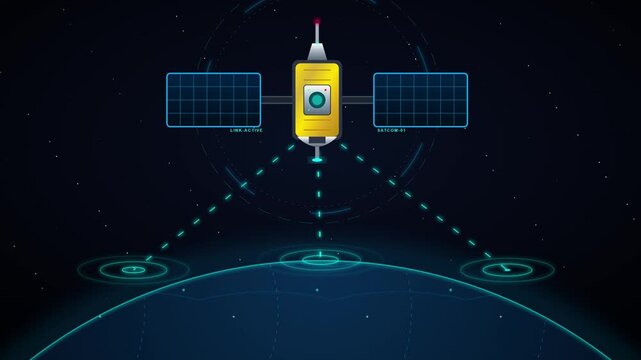 Global Satellite Communication System Orbiting Earth