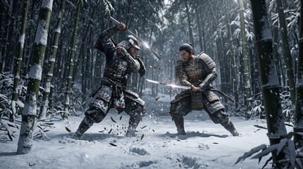 Fototapeta premium A battle between two samurai