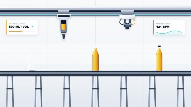 Automated Beverage Bottling Production Line Animation