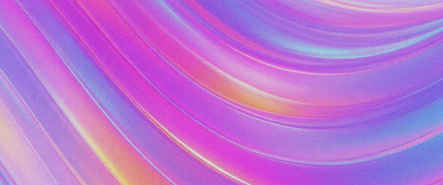 Abstract grainy gradient background with flowing purple and pink neon waves