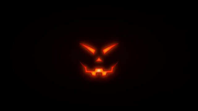 Spooky Glowing Jack O Lantern Face in Darkness