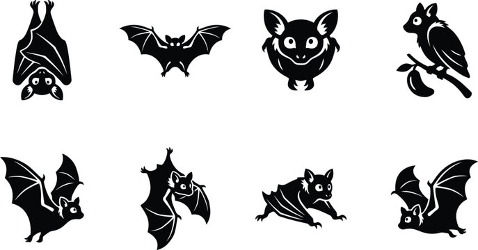 Peter's Dwarf Epauletted Fruit Bat Vector Silhouette Set