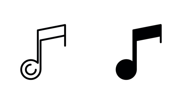 Simple black and white music note icons