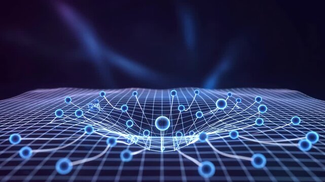 abstract digital grid with glowing nodes and connections in futuristic design
