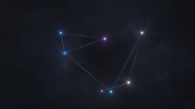 abstract cosmic network with glowing nodes in dark space for digital design