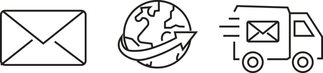 Obraz premium Global Postal Service, International Logistics, and Fast Mail Van 