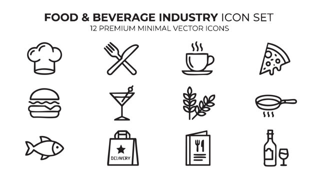 Food and beverage industry icon set