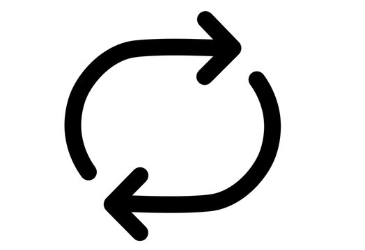 Black outline refresh reload circular arrows icon transparent background