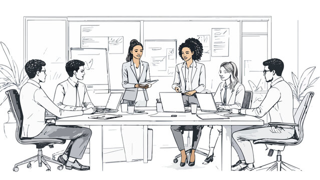Diverse business team collaborating during office meeting