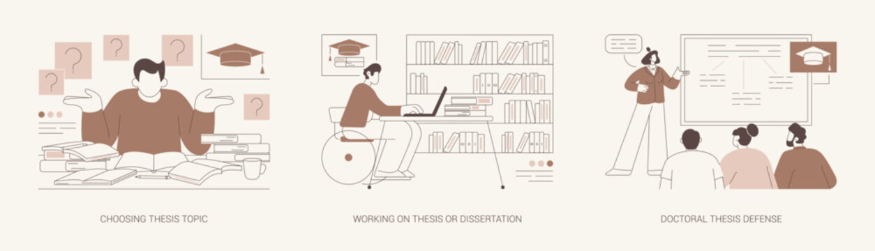 Doctor of Philosophy isolated cartoon vector illustrations se