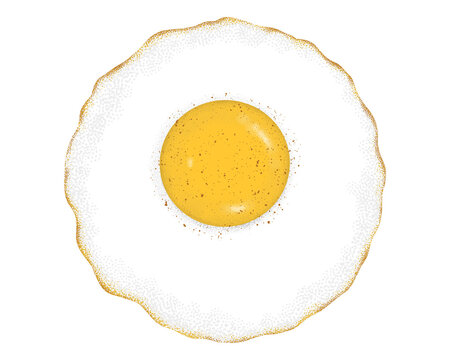 Fried Egg Illustration with Sunny Side Up Yolk