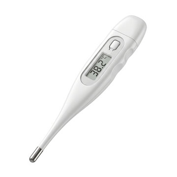 Digital Oral Thermometer with Flexible Tip on Transparent Background