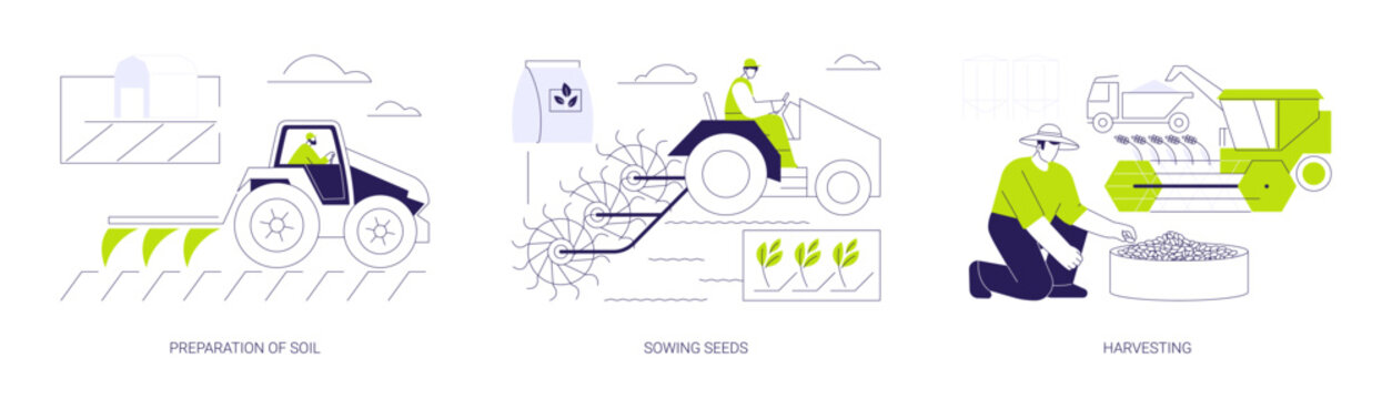 Cultivation of crops abstract concept vector illustrations.