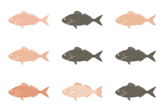 Minimalist fish silhouette pattern set.