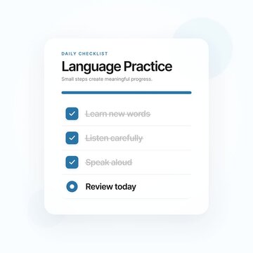 Language Practice Checklist App Interface Animation