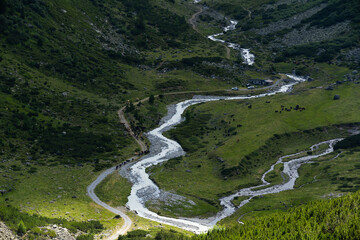 Fototapeta premium Breathtaking panorama of morning wild nature high in mountains