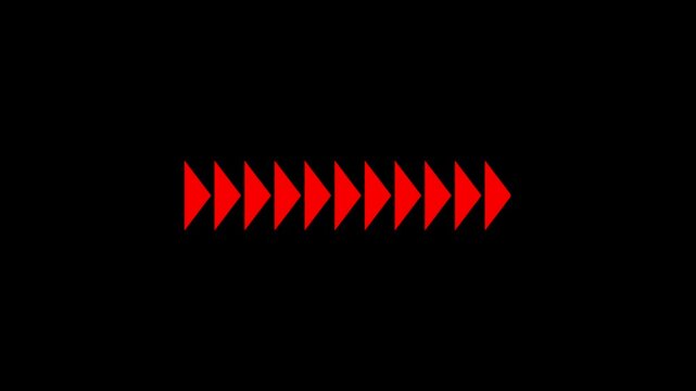 A row of red triangular arrows pointing to the right on a black background animation