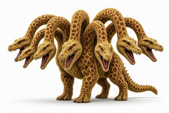 Many heads imaginary prehistoric monster