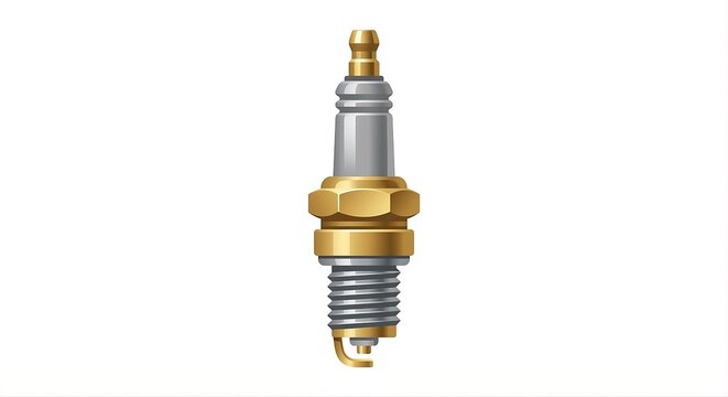 Detailed Car Spark Plug Illustration Isolated on White Background