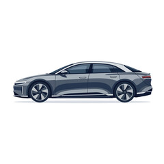 Naklejka premium Sleek Electric Sedan Side View Illustration - Modern Luxury Car Design