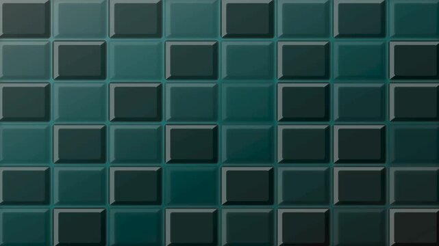 Abstract 3D teal square block grid pattern with modern geometric texture and depth