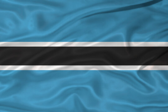 Flag of Botswana with a soft fabric texture. Botswana flag textured with fabric background