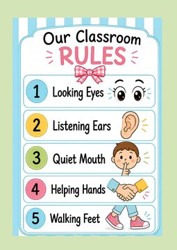Colorful Classroom Rules Poster for Preschool and Kindergarten