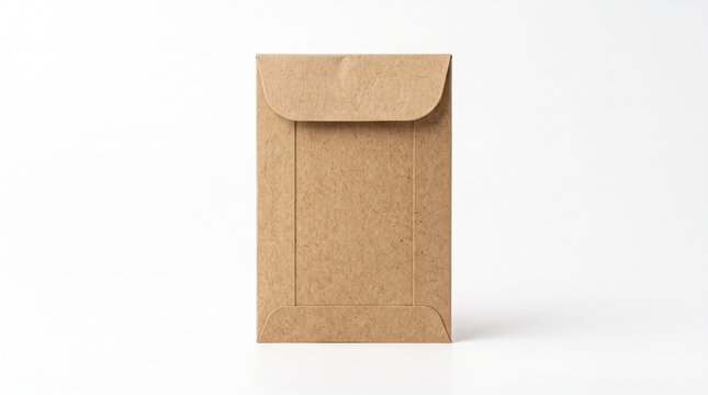 Simple kraft paper coin envelope standing upright on a white background
