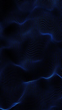 abstract blue Motion background with wave grid lines flow animation, futuristic ai technology and science vertical social media motion design element