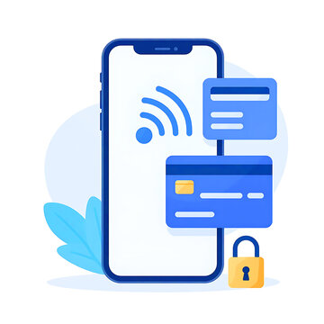Mobile banking, secure payment, and e-wallet concept illustration