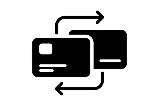 Dark Grey Credit Card Exchange Swap Icon for Payment Transfer isolated on transparent background transaction money banking finance