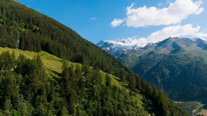 Fototapeta premium alpine landscape panorama in the evening, mountain