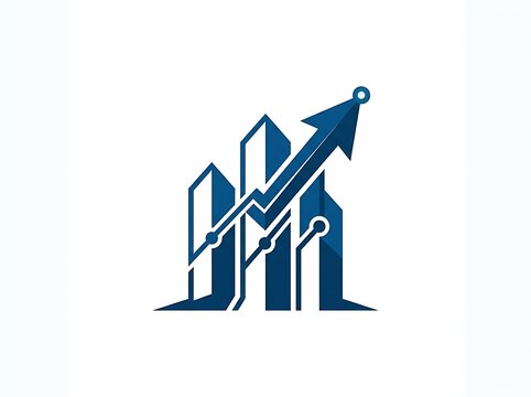 Abstract Business Skyscraper Growth Arrow Vector Icon