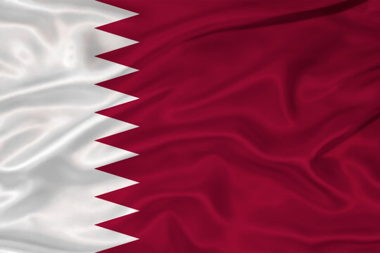 Flag of Qatar with a soft fabric texture. Qatari flag textured with fabric background